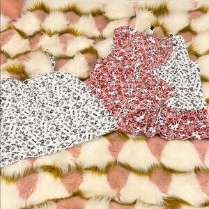 CAbi Black and White & Red Floral Crop Tops